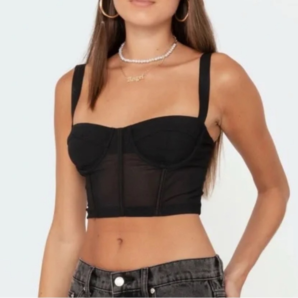 Edikted Black Bustier Crop Top